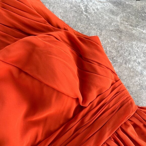 Azazie Harper Flowy Pleated Chiffon Maxi Dress Paprika Size 10 - Picture 13 of 13